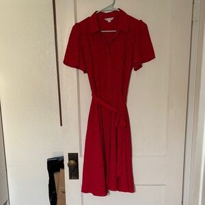 Nanette Lepore Red Midi Dress with Black Dots
